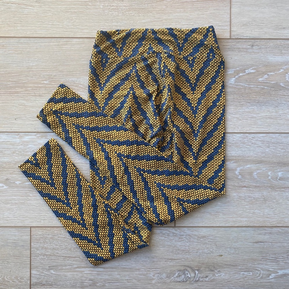 Dotted LulaRoe leggings - yellow & blue